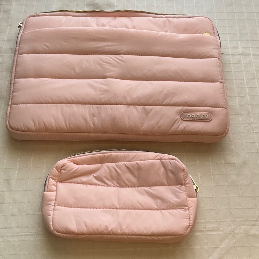 Mosiso Pink Puffer Laptop and Accessory Bags
